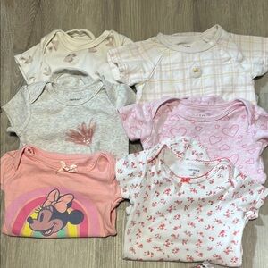 2/$20 Baby Onesies Set - Pink, Gray, White